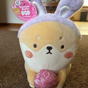 Tootsie Roll Pop Strawberry Weighted Plush - Lavender and Pink Comfort Bunny